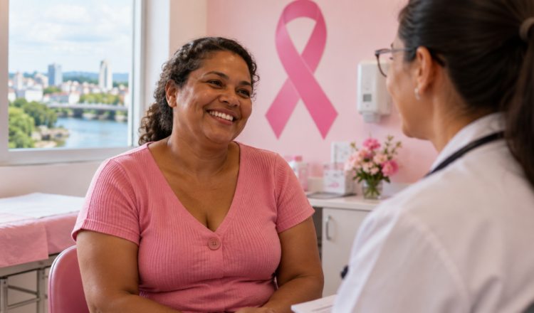 Outubro Rosa Itabuna 2026 - mulher em consulta médica preventiva